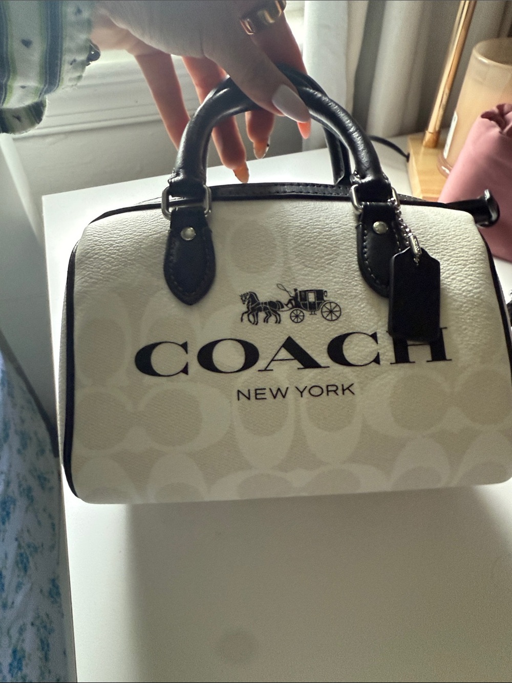 Coach White Mini Satchel with Black Trim - Picture 3 of 4